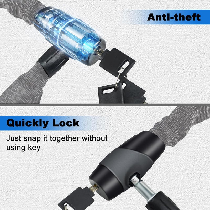 Weogine Bike Lock, Heavy Duty Anti-Theft 2.72 Ft Security Chain with 3 Keys, Waterproof for Bicycle,Scooter, Motorcycle, Door, Gate, Fence - Image 3